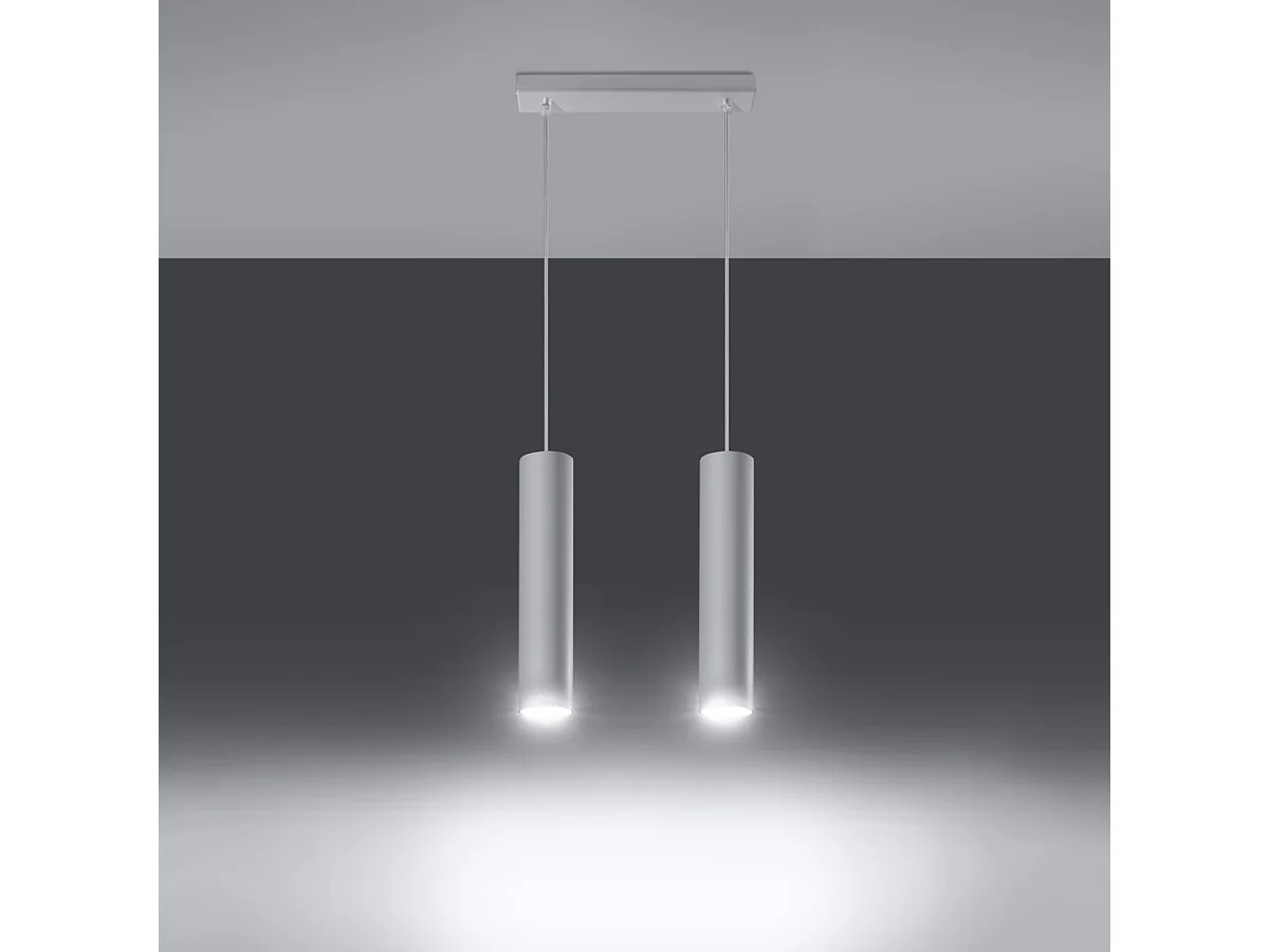 Lampes suspendues Toris moderne en acier - 2 sources lumineuses 3000K - L.30 x H.90 cm - blanc