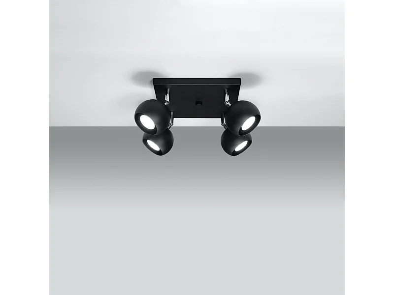 Plafondlampen Rayis modern van  - 4 lichtbronnen 3000K - L.25 x H.16 cm - zwart