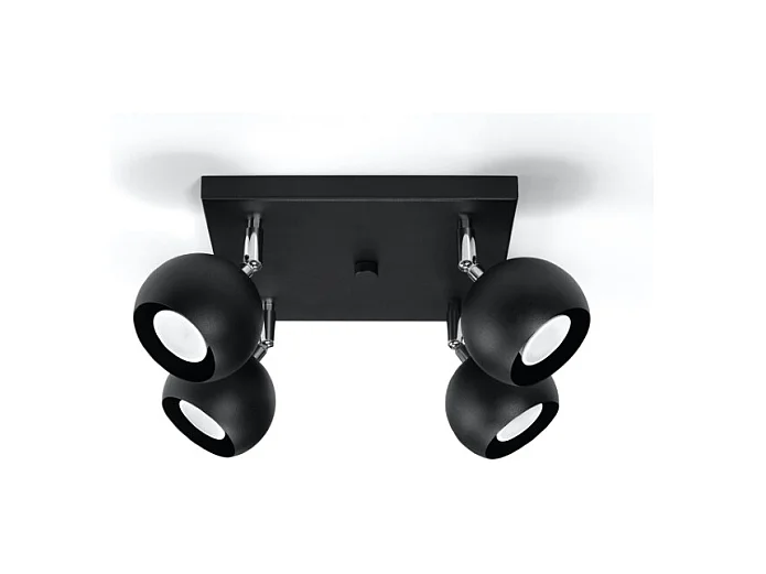 Plafondlampen Rayis modern van  - 4 lichtbronnen 3000K - L.25 x H.16 cm - zwart