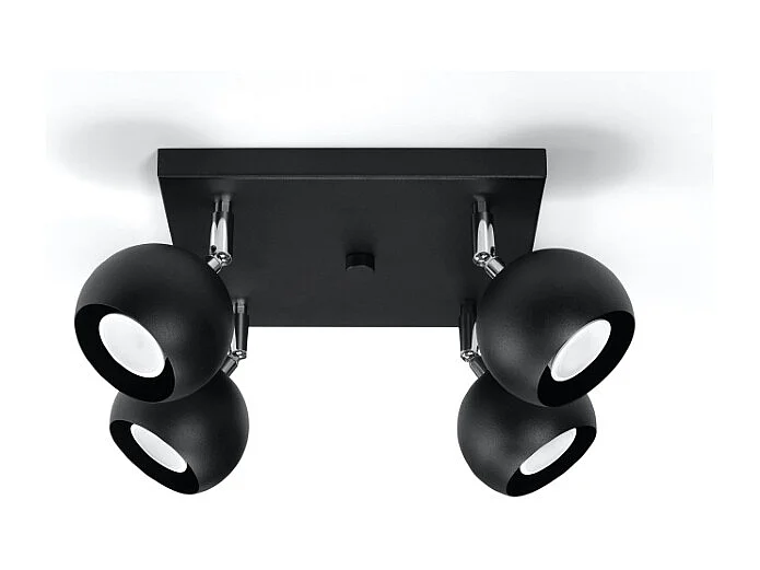 Plafonniers Rayis moderne en acier - 4 sources lumineuses 3000K - L.25 x H.16 cm - noir