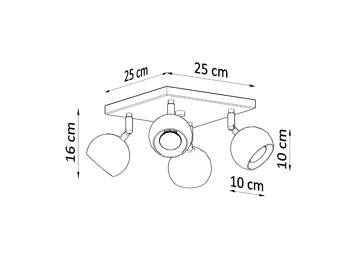 Deckenlampen Rayis modern aus  Stahl - 4 lichtquellen 3000K - L.25 x H. cm - Schwarz