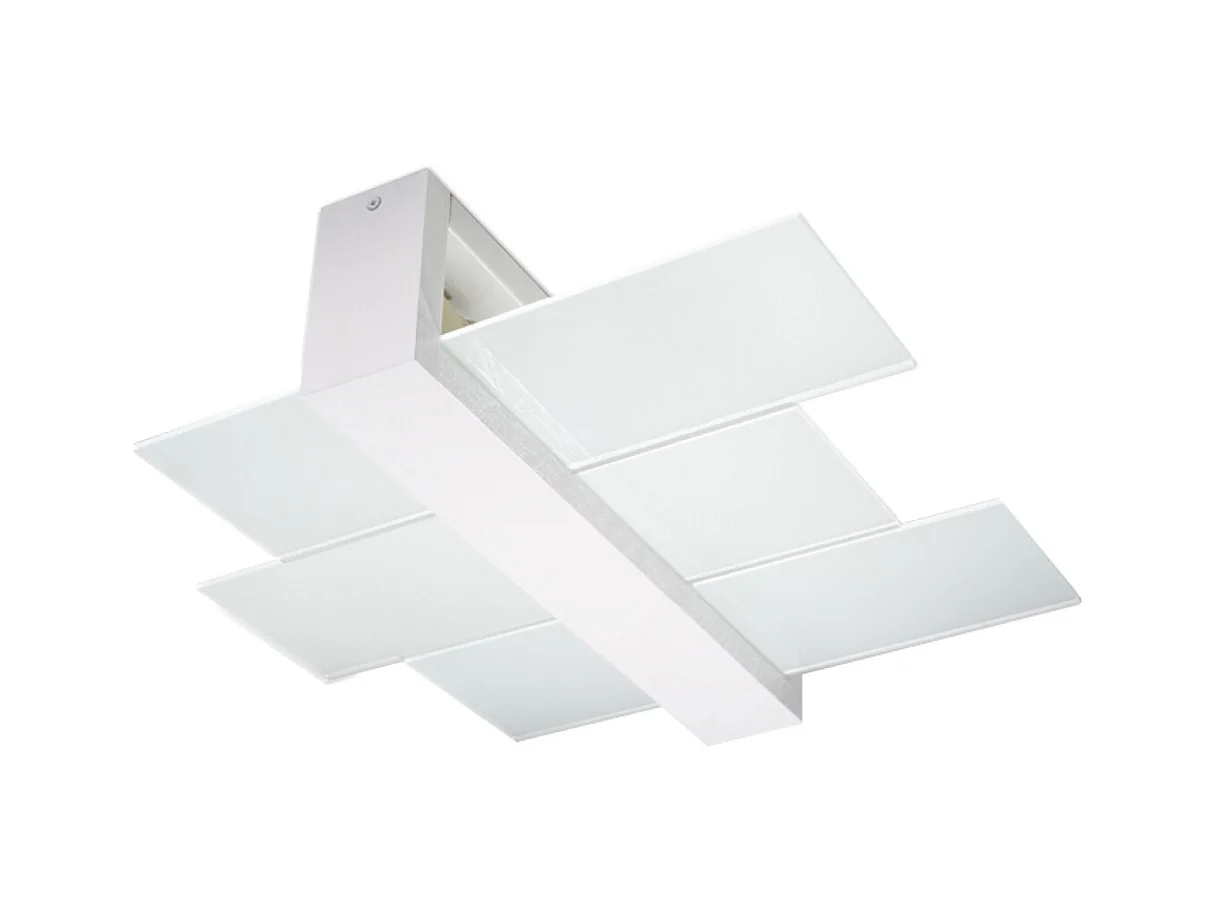 Plafonniers Ignis scandinave en bois/verre - 2 sources lumineuses 3000K - L.43 x H.12 cm - blanc