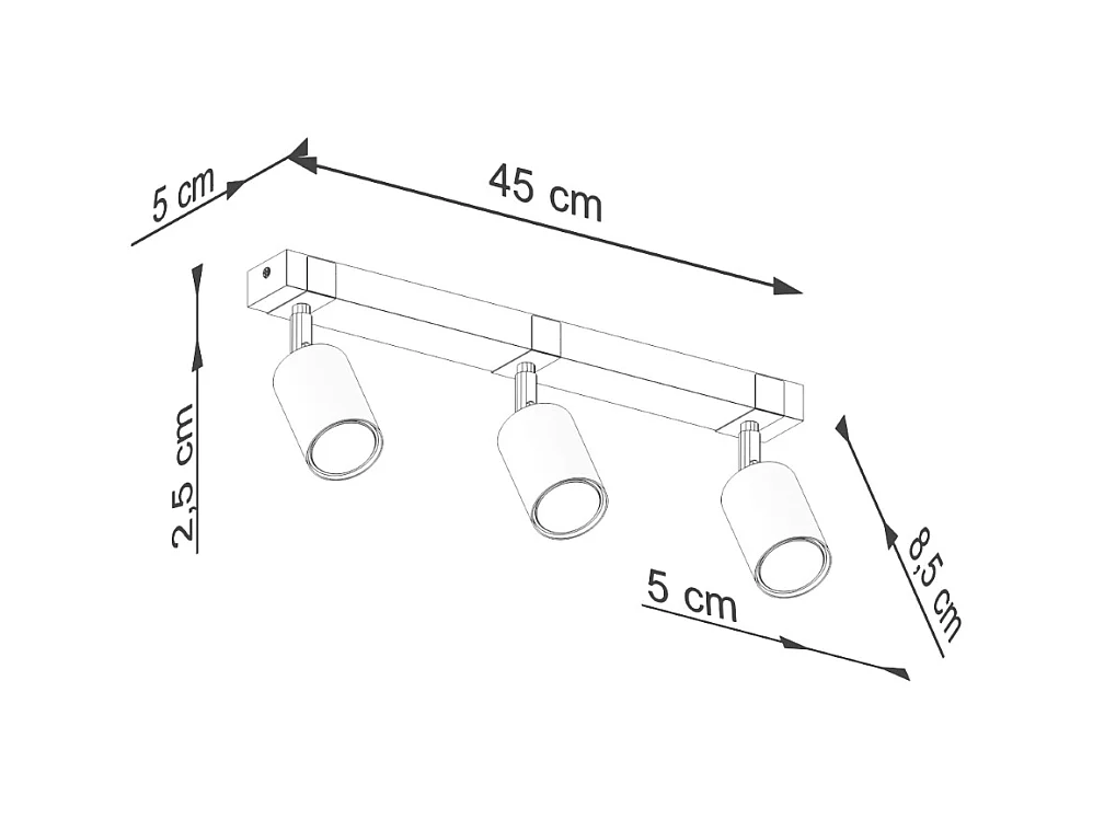 Lampade da soffitto Zynelix scandinavo di acciaio/legno naturale - 3 sorgenti luminose 3000K - L.54 x A.17,2 cm - nero/legno naturale