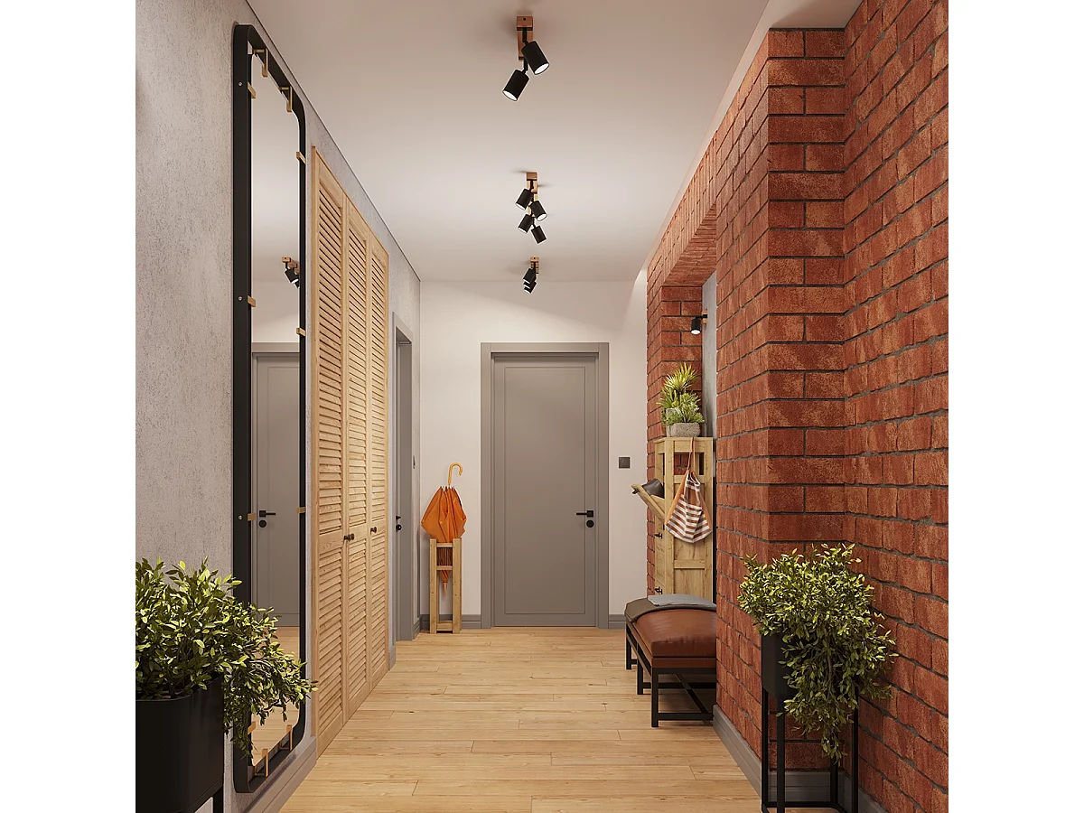 Plafonnier Zynelix scandinave en acier/bois naturel - 3 sources lumineuses 3000K - L.54 x H.17,2 cm - noir/bois naturel