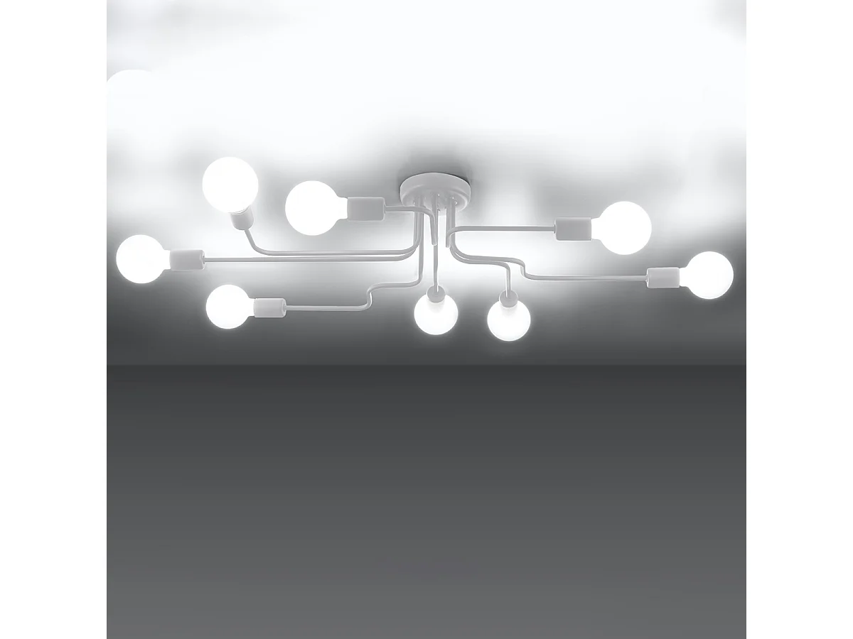 Plafonniers Infinix industriel en acier - 8 sources lumineuses 3000K - L.103 x H.15,5 cm - blanc