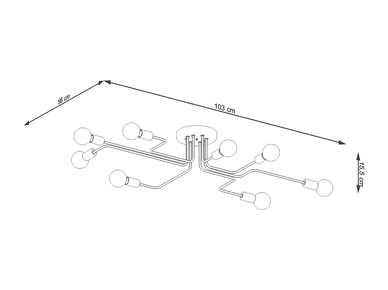 Plafonniers Infinix industriel en acier - 8 sources lumineuses 3000K - L.103 x H.15,5 cm - blanc
