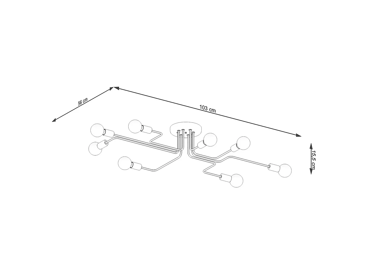 Plafony industrialny Infinix, stal - 8 źródło światła 3000K - L.103 x H.15.5 cm - biały