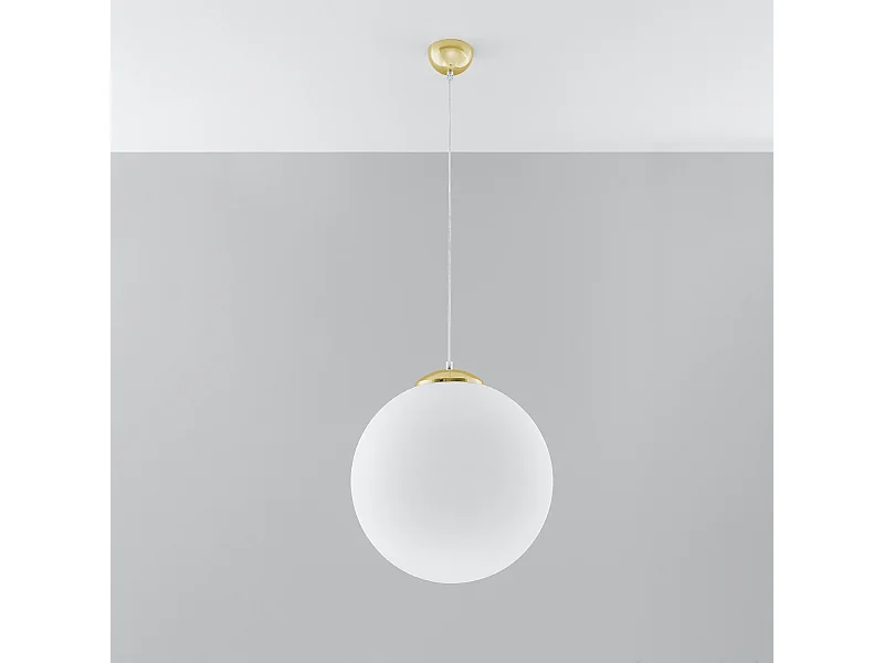 Lampes suspendues Stera minimaliste en acier/verre - 1 sources lumineuses 4000K - L.40 x H.130 cm - or blanc