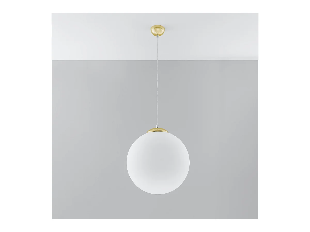 Lampes suspendues Stera minimaliste en acier/verre - 1 sources lumineuses 4000K - L.40 x H.130 cm - or blanc