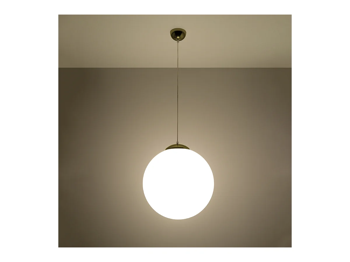 Lampes suspendues Stera minimaliste en acier/verre - 1 sources lumineuses 4000K - L.40 x H.130 cm - or blanc