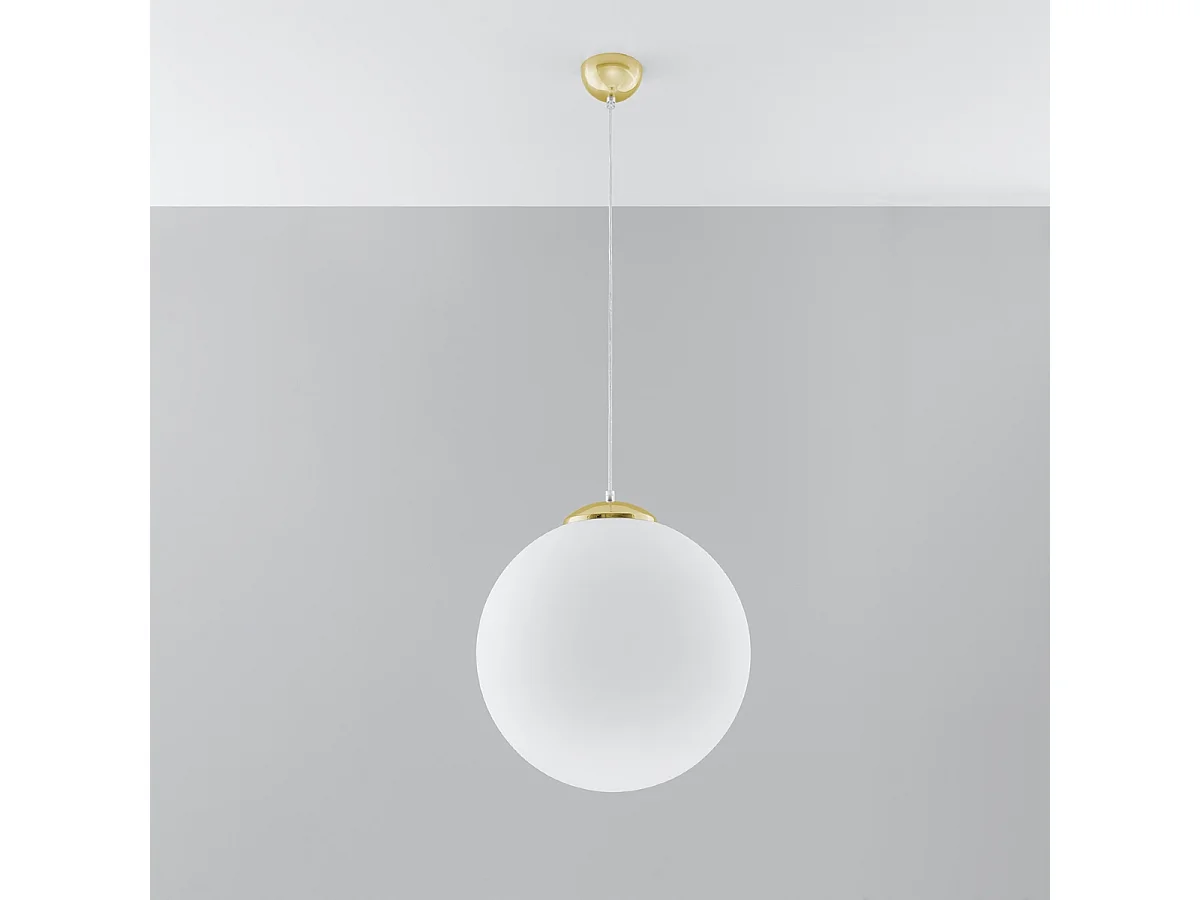 Lampes suspendues Stera minimaliste en acier/verre - 1 sources lumineuses 4000K - L.40 x H.130 cm - or blanc