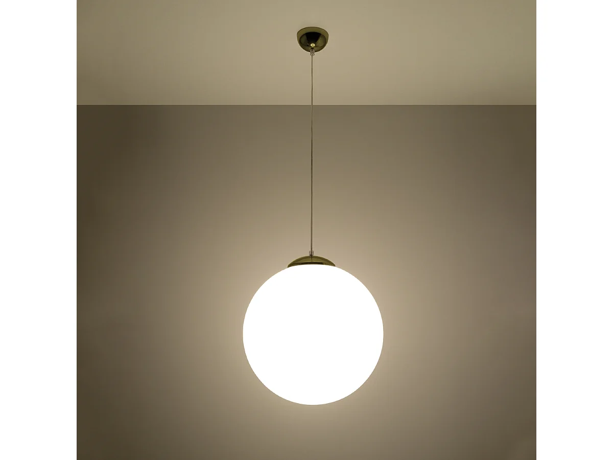 Lampes suspendues Stera minimaliste en acier/verre - 1 sources lumineuses 4000K - L.40 x H.130 cm - or blanc