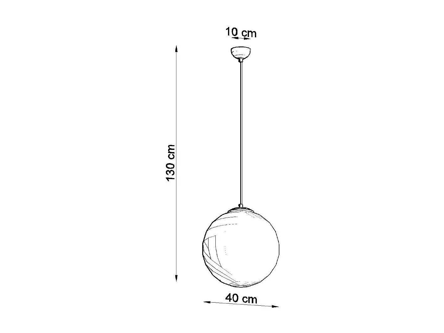 Lampes suspendues Stera minimaliste en acier/verre - 1 sources lumineuses 4000K - L.40 x H.130 cm - or blanc