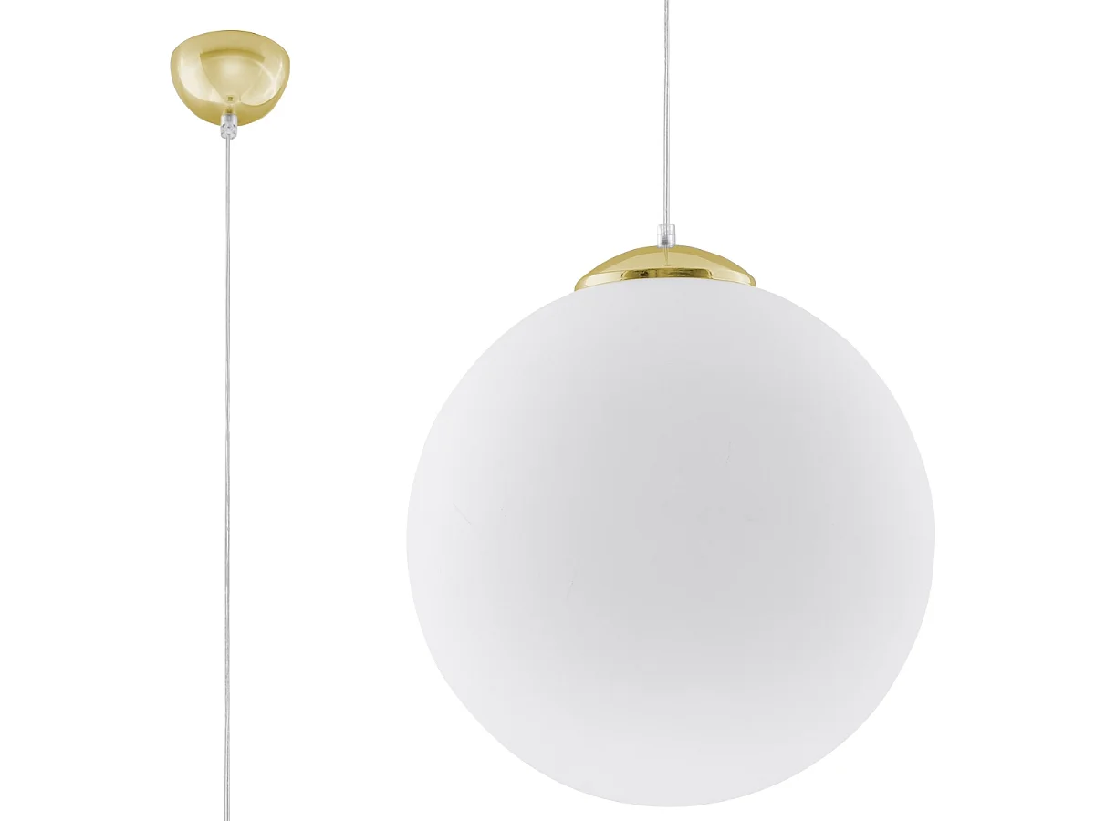 Luminárias pendentes Stera minimalista, aço/vidro - 1 fontes de luz 4000K - L.40 x H.130 cm - ouro Branco