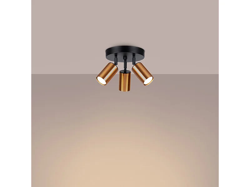 Plafondlampen Glois modern van  - 3 lichtbronnen 3000K - L.19,5 x H.20 cm - zwart/koper