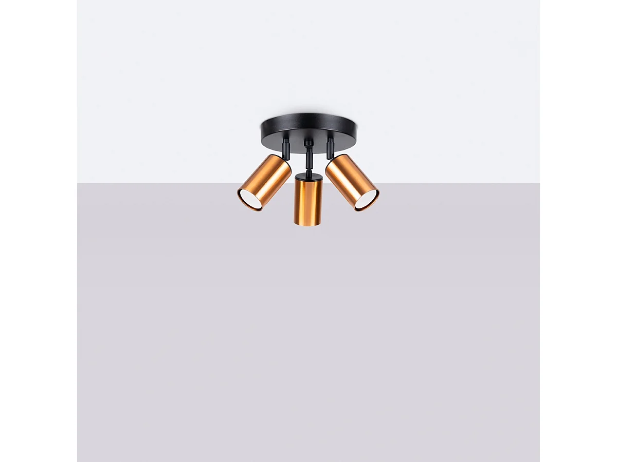 Plafonniers Glois moderne en acier - 3 sources lumineuses 3000K - L.19,5 x H.20 cm - noir/cuivre