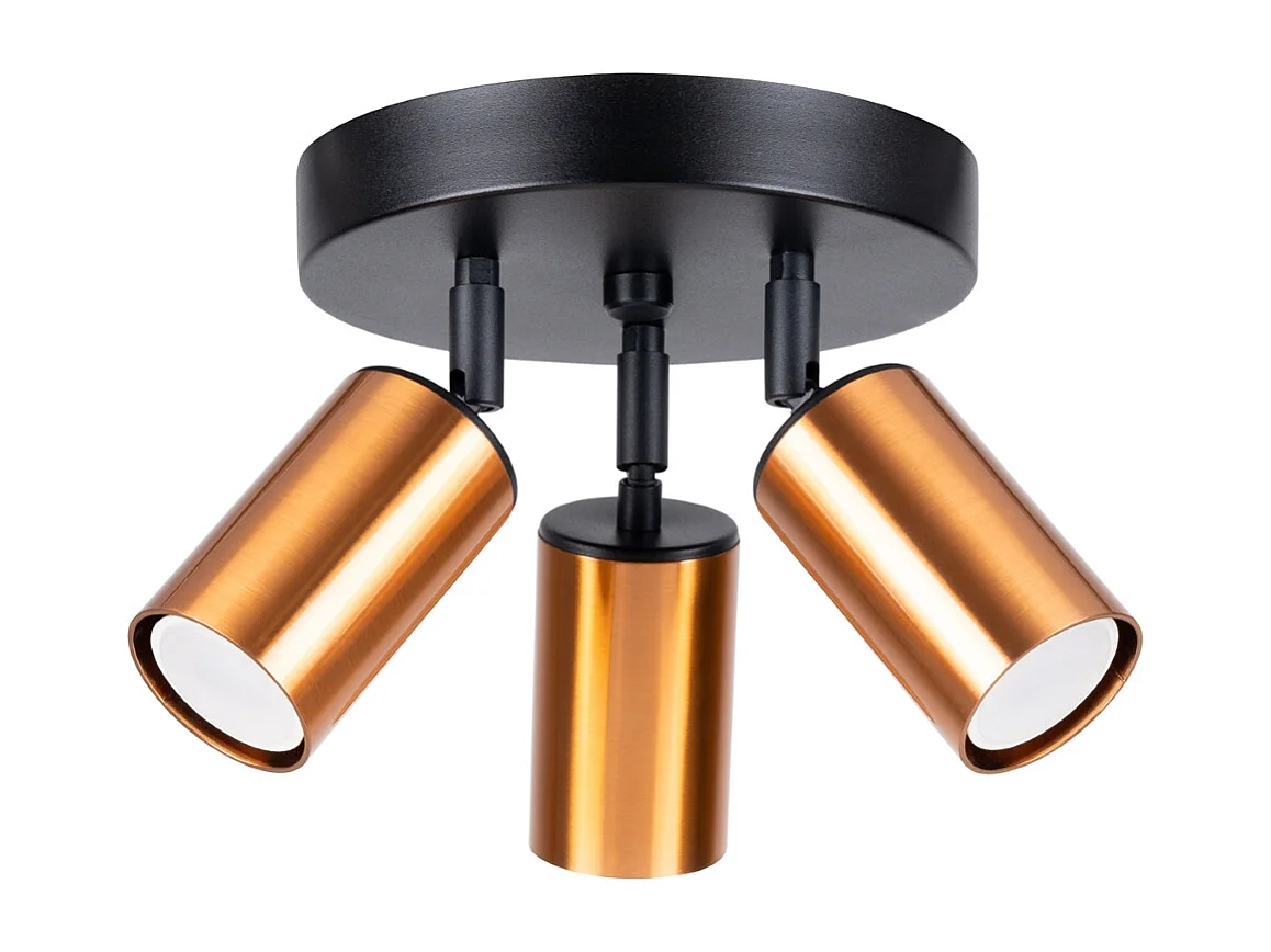 Plafonniers Glois moderne en acier - 3 sources lumineuses 3000K - L.19,5 x H.20 cm - noir/cuivre