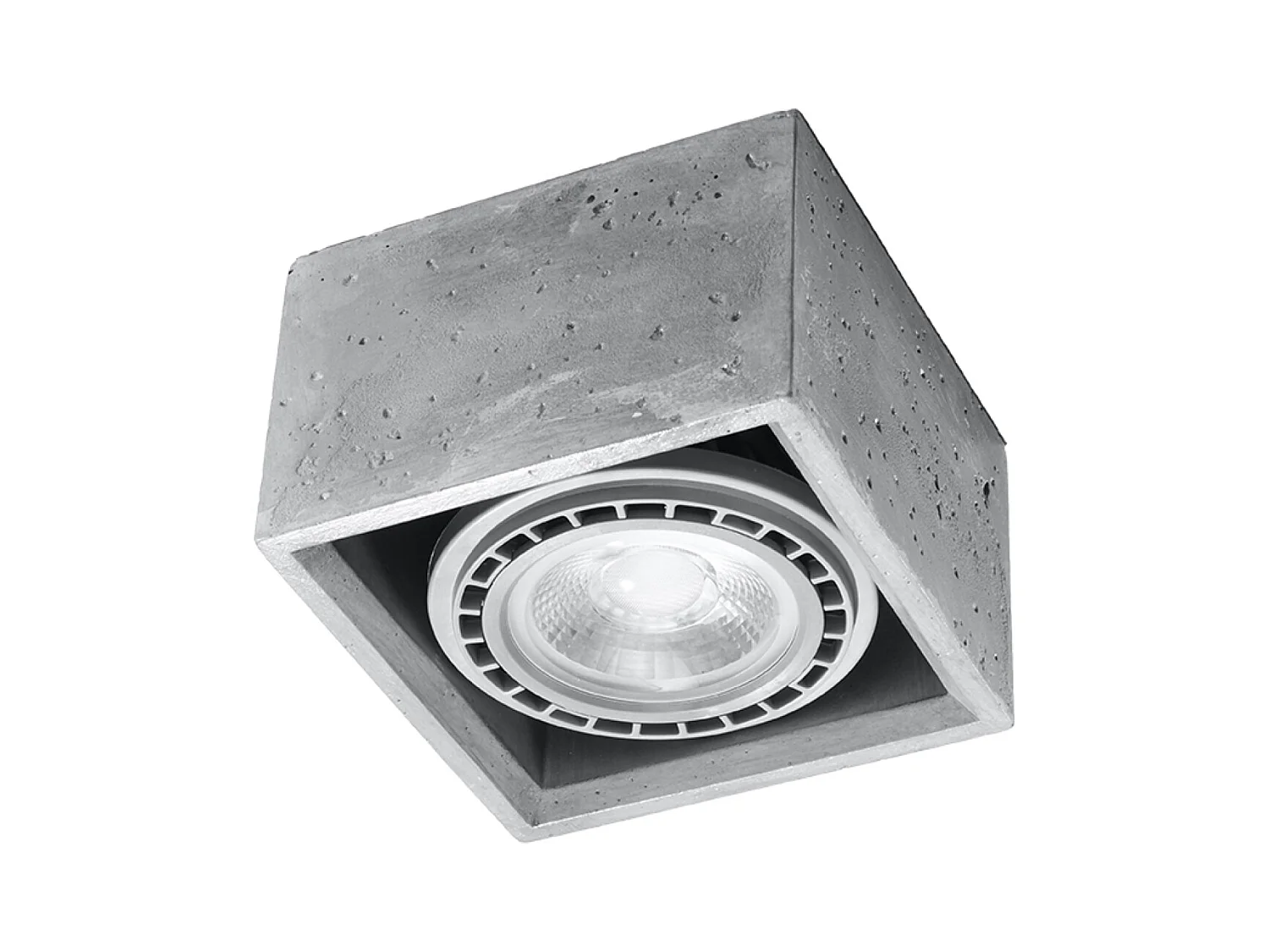 Plafonniers Zentra industriel en béton - 1 sources lumineuses 3000K - L.14 x H.9 cm - gris