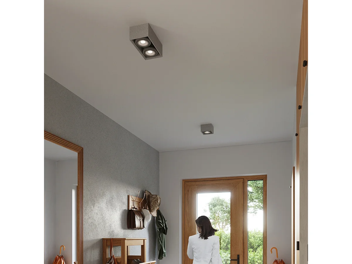 Plafonniers Zentra industriel en béton - 1 sources lumineuses 3000K - L.14 x H.9 cm - gris