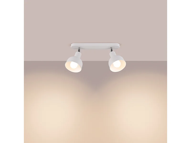 Plafonniers Zenda grenier en acier - 2 sources lumineuses 3000K - L.47 x H.18,5 cm - blanc