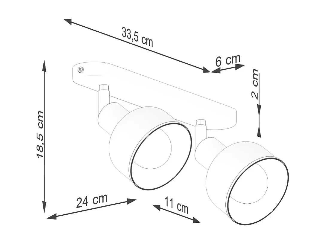 Plafonniers Zenda grenier en acier - 2 sources lumineuses 3000K - L.47 x H.18,5 cm - blanc
