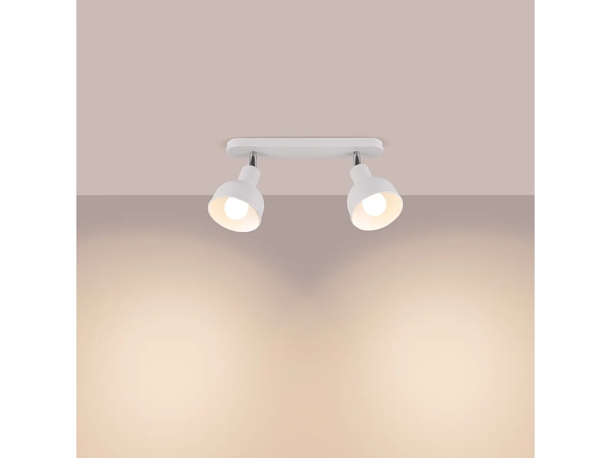 Plafony loft Zenda, stal - 2 źródło światła 3000K - L.47 x H.18.5 cm - biały