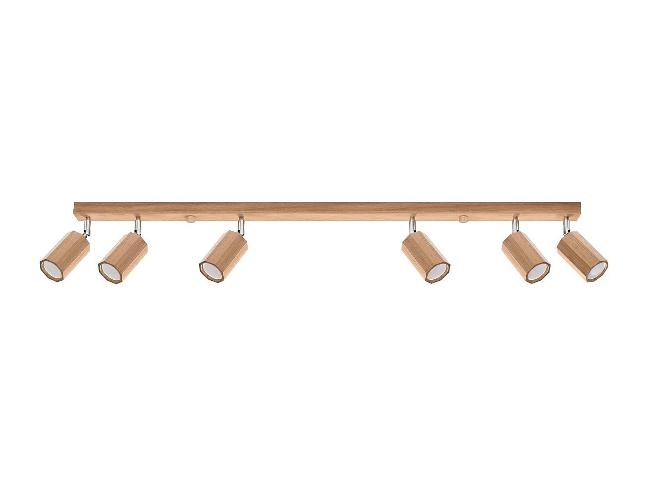 Plafonniers Xenor scandinave en bois - 6 sources lumineuses 3000K - L.120 x H.20 cm - chêne