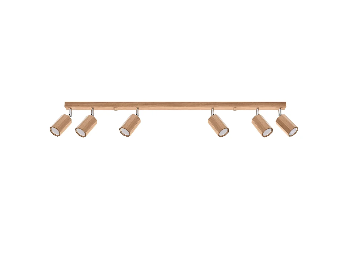 Deckenlampen Xenor skandinavisch aus  Holz - 6 lichtquellen 3000K - L.120 x H. cm - Eiche