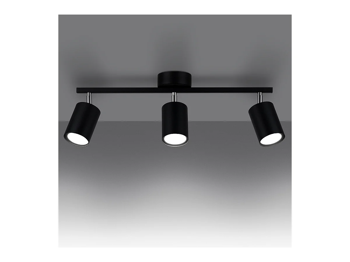Plafony minimalistyczny Torim, stal - 3 źródło światła 3000K - L.46 x H.20 cm - czarny