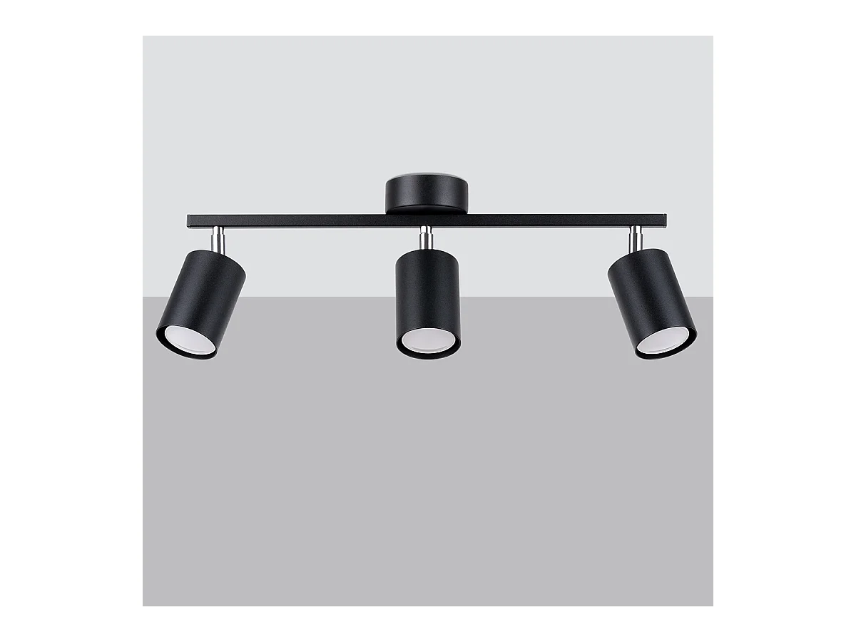 Plafony minimalistyczny Torim, stal - 3 źródło światła 3000K - L.46 x H.20 cm - czarny
