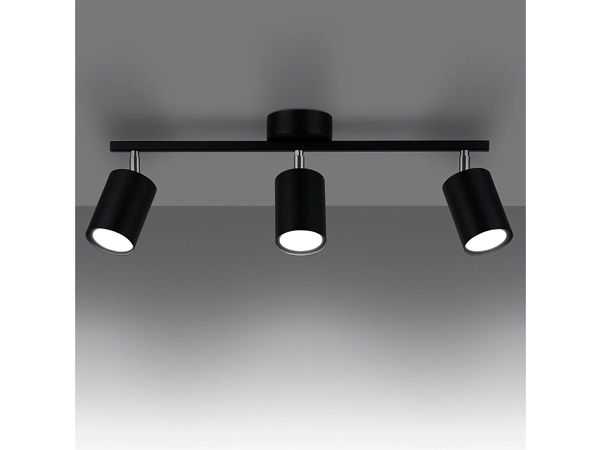 Plafonniers Torim minimaliste en acier - 3 sources lumineuses 3000K - L.46 x H.20 cm - noir