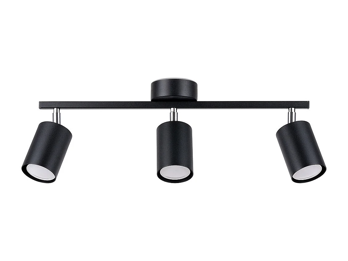 Plafonniers Torim minimaliste en acier - 3 sources lumineuses 3000K - L.46 x H.20 cm - noir