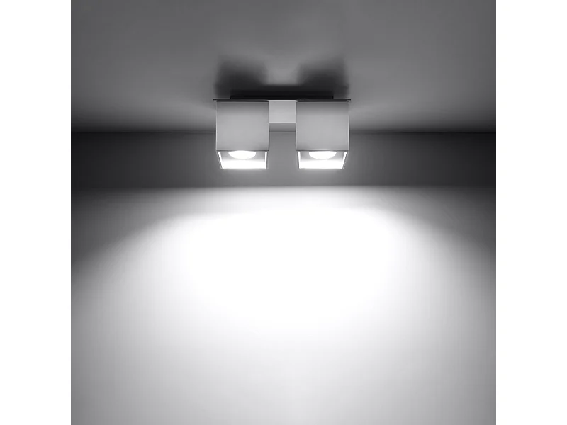 Lámparas de techo Quadx moderno de aluminio - 2 fuentes luminosas 3000K - L.26 x A.12 cm - blanco