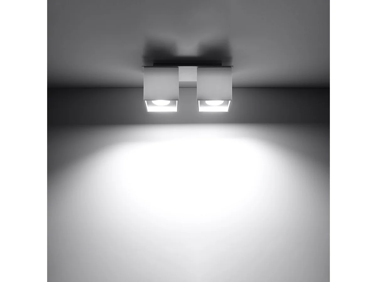 Plafonniers Quadx moderne en aluminium - 2 sources lumineuses 3000K - L.26 x H.12 cm - blanc