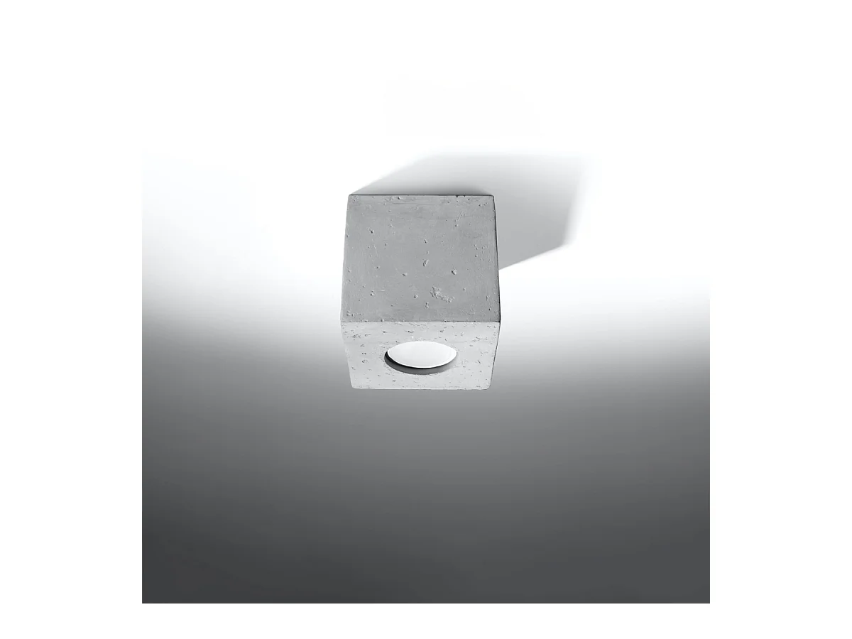 Plafonniers Quadx industriel en béton - 1 sources lumineuses 3000K - L.10 x H.10 cm - gris
