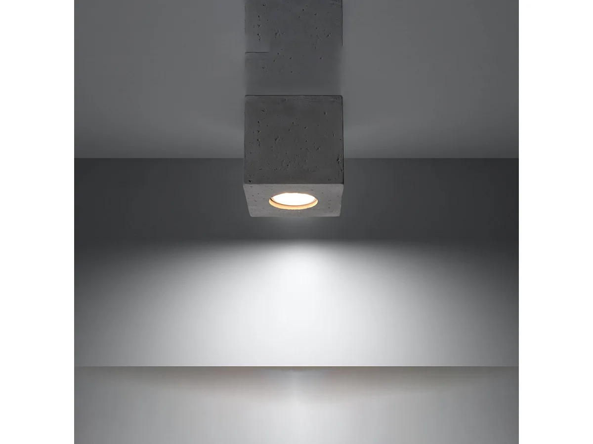 Plafonniers Quadx industriel en béton - 1 sources lumineuses 3000K - L.10 x H.10 cm - gris