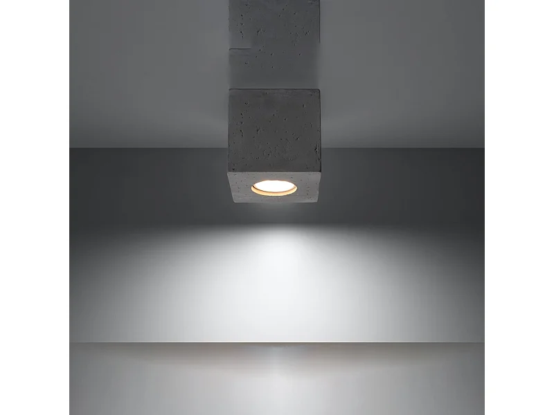 Plafonniers Quadx industriel en béton - 1 sources lumineuses 3000K - L.10 x H.10 cm - gris