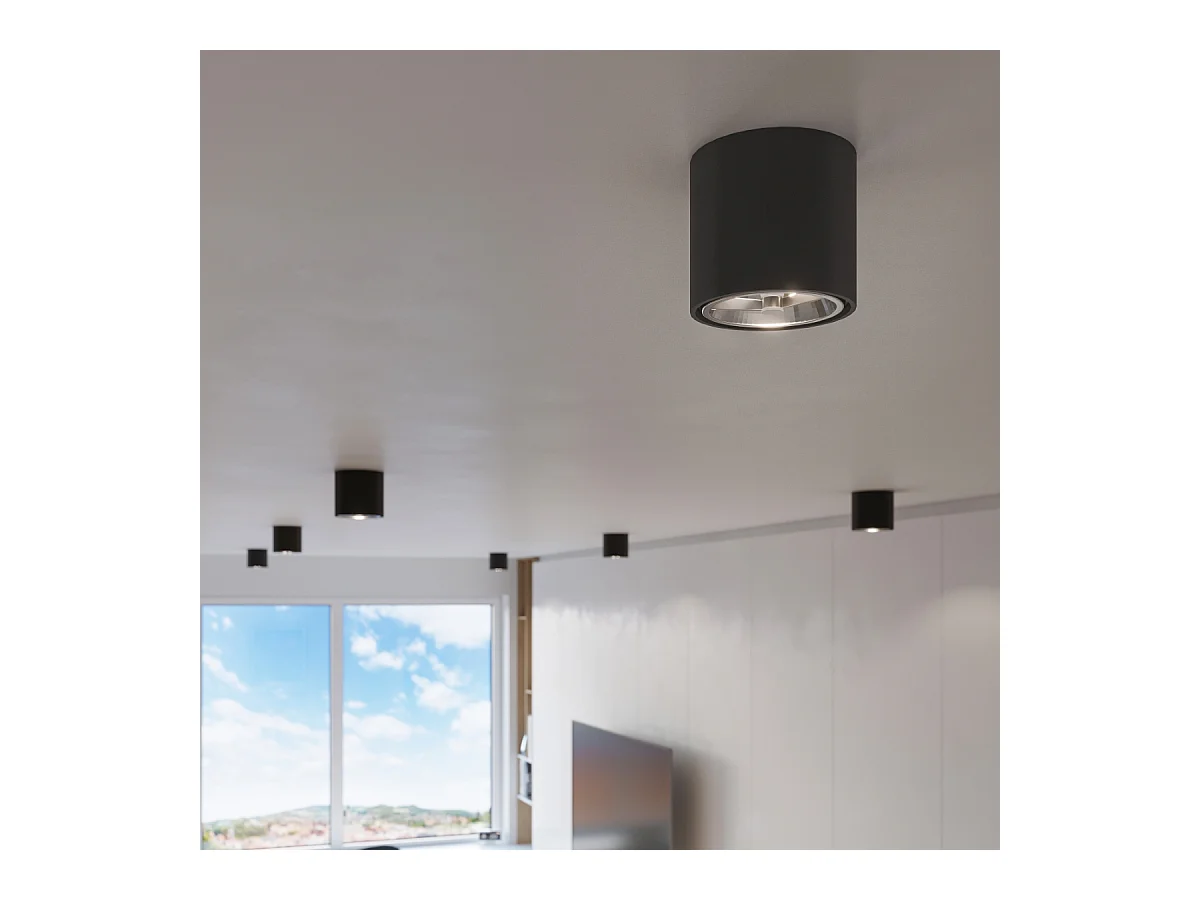 Plafondlampen Qioli modern van  - 1 lichtbronnen 3000K - L.12 x H.11 cm - zwart