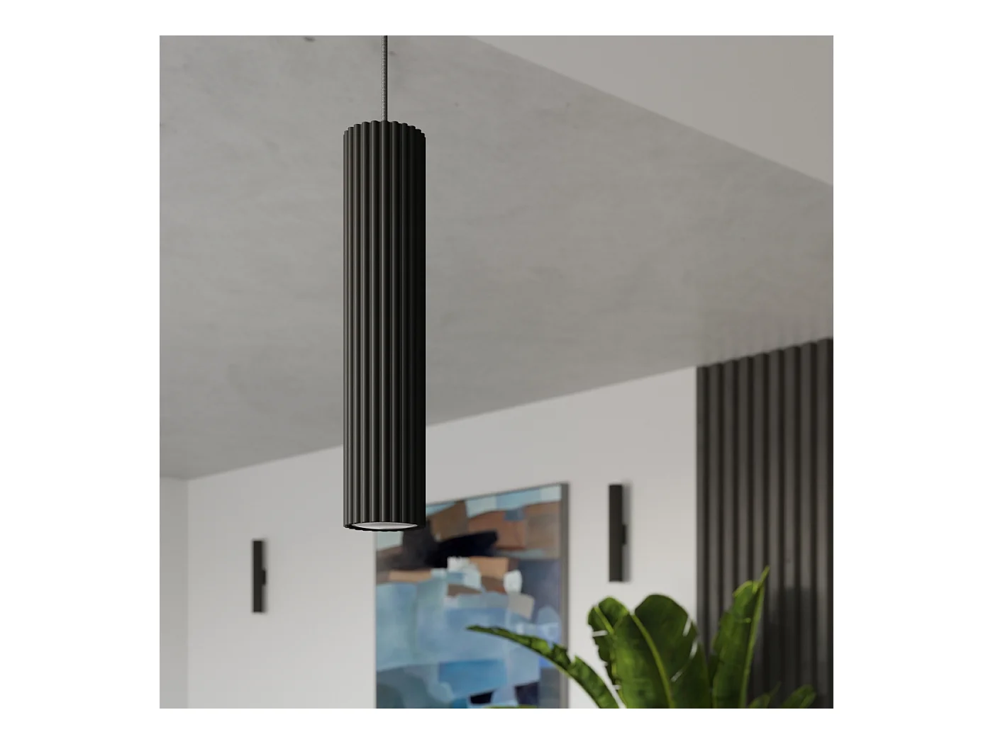 Plafondlamp Gloow minimalistisch van  - 1 lichtbronnen 3000K - L.6,5 x H.30 cm - zwart