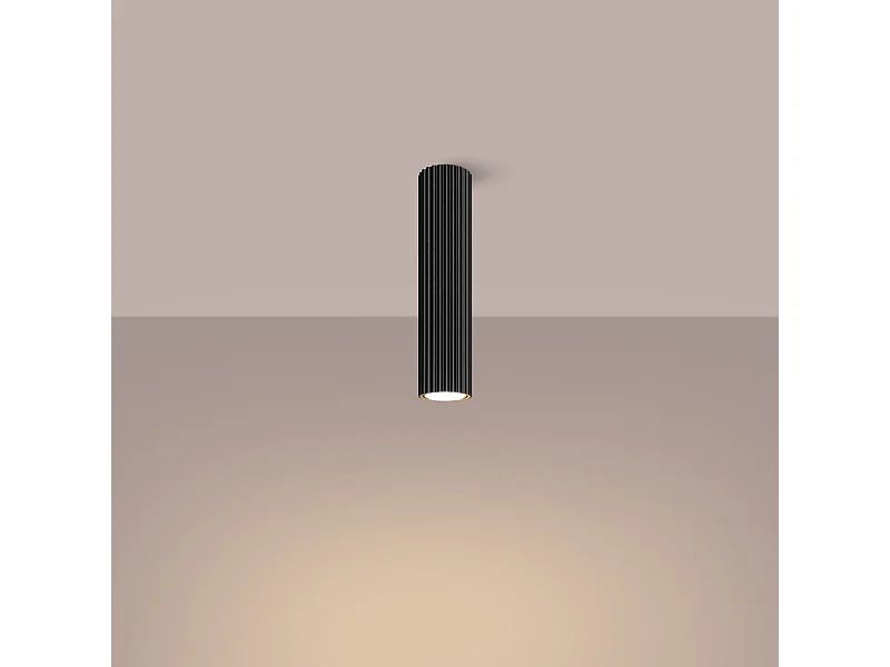 Plafonnier Gloow minimaliste en aluminium - 1 sources lumineuses 3000K - L.6,5 x H.30 cm - noir