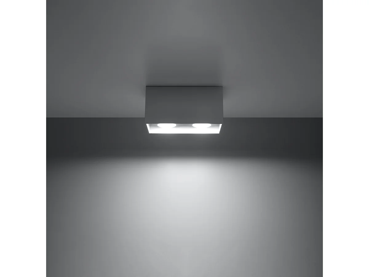 Plafonniers Quadx maxi moderne en aluminium - 2 sources lumineuses 3000K - L.20 x H.10 cm - gris