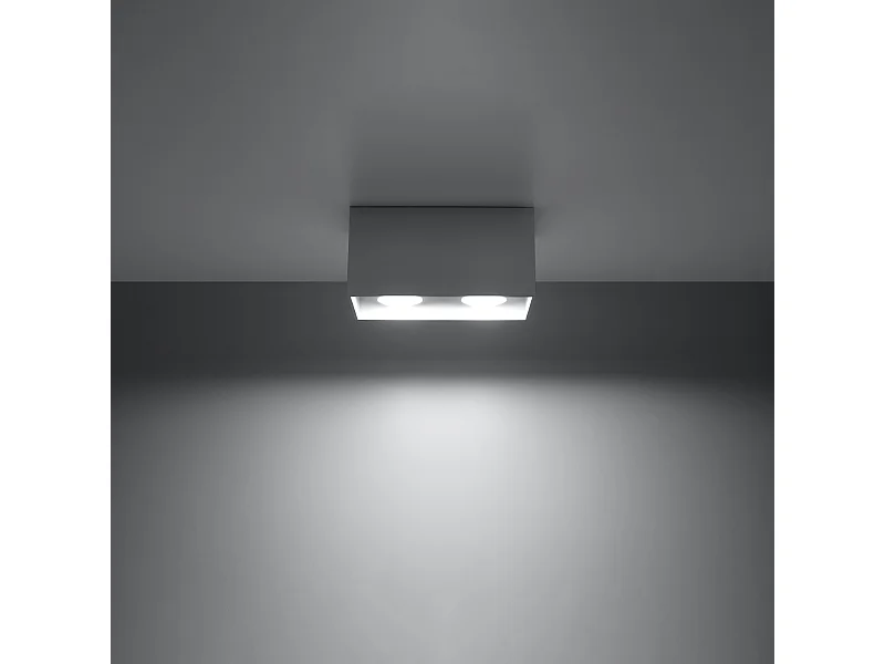 Plafonniers Quadx maxi moderne en aluminium - 2 sources lumineuses 3000K - L.20 x H.10 cm - gris