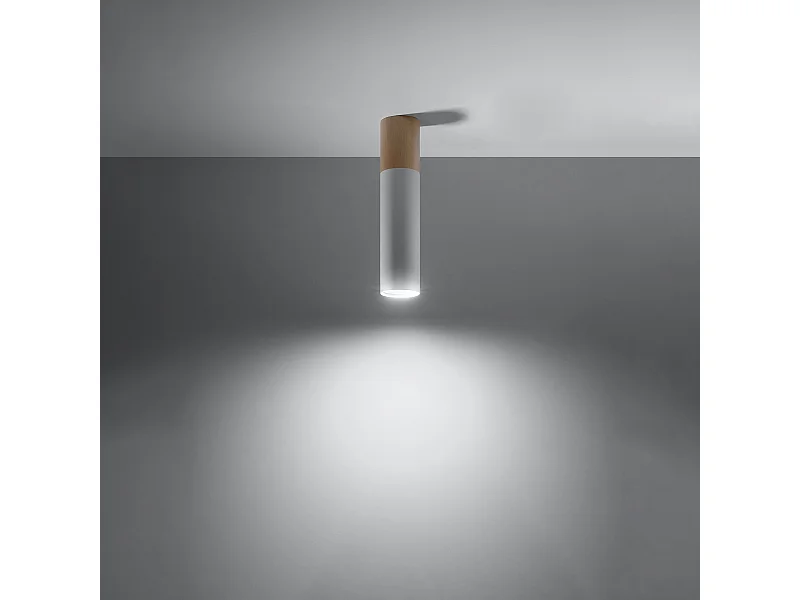 Plafondlampen Poblano modern van  - 1 lichtbronnen 3000K - L.6 x H.30 cm - natuurlijk hout/wit