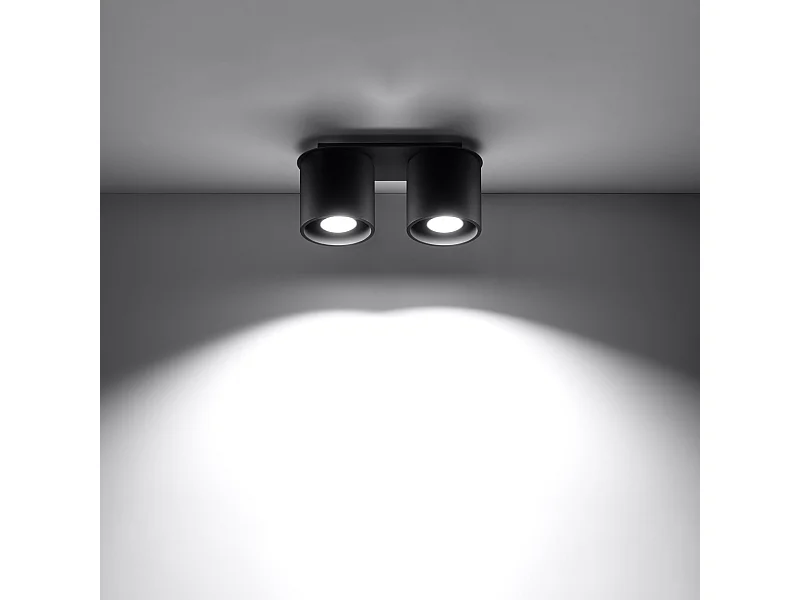 Lámparas de techo Celeris moderno de aluminio - 2 fuentes luminosas 3000K - L.26 x A.12 cm - negro