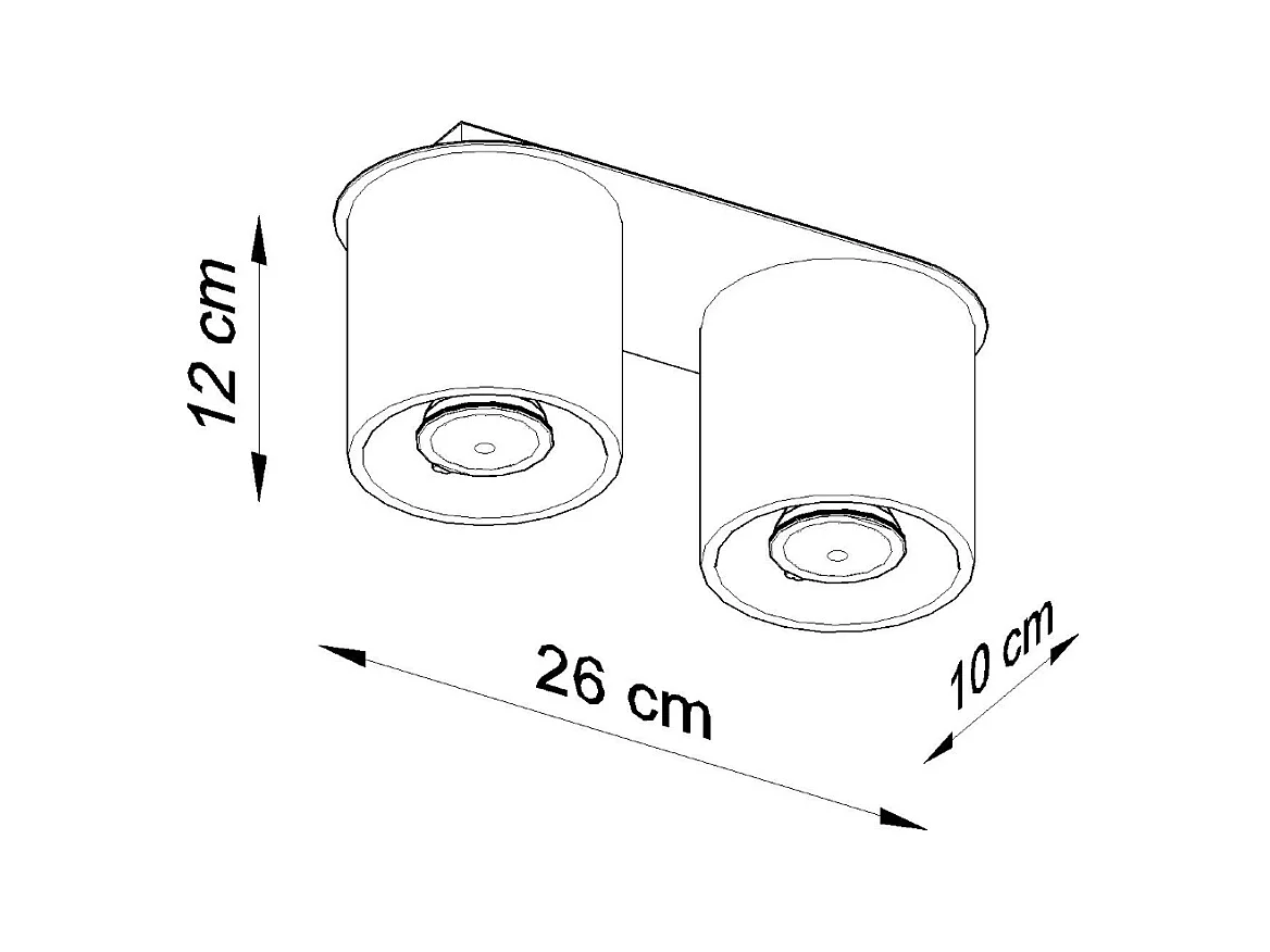 Lámparas de techo Celeris moderno de aluminio - 2 fuentes luminosas 3000K - L.26 x A.12 cm - negro