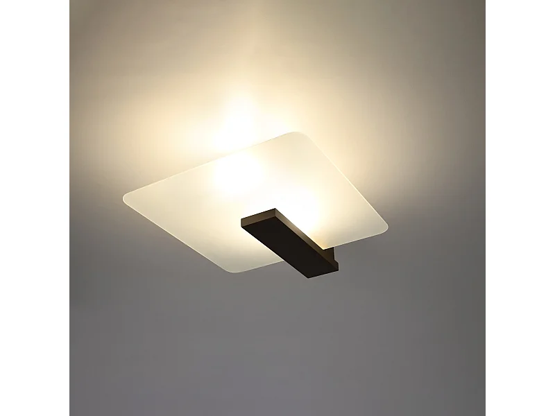 Luminárias de teto Nappo escandinavo, madeira/vidro - 2 fontes de luz 3000K - L.40 x H.47.5 cm - wengé