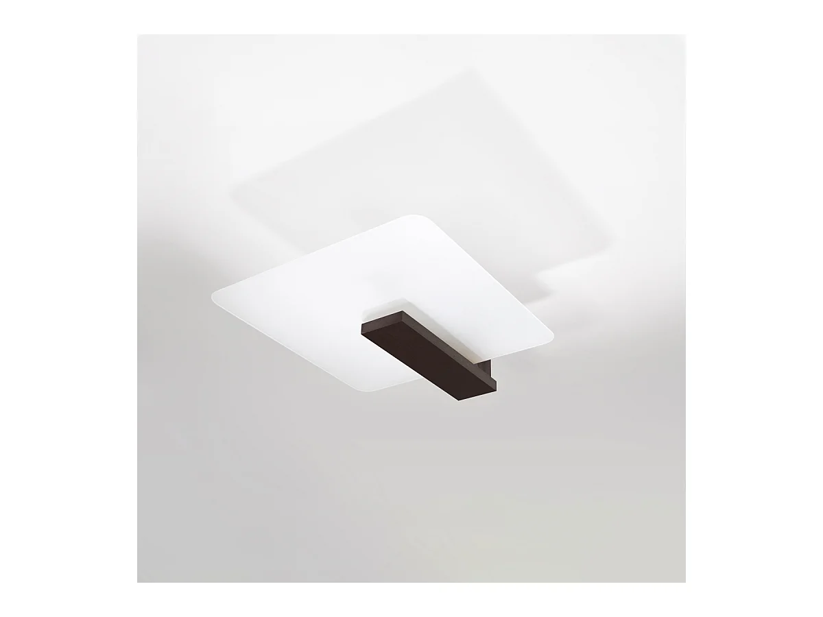 Plafony skandynawski Nappo, drewno/szkło - 2 źródło światła 3000K - L.40 x H.47.5 cm - wenge