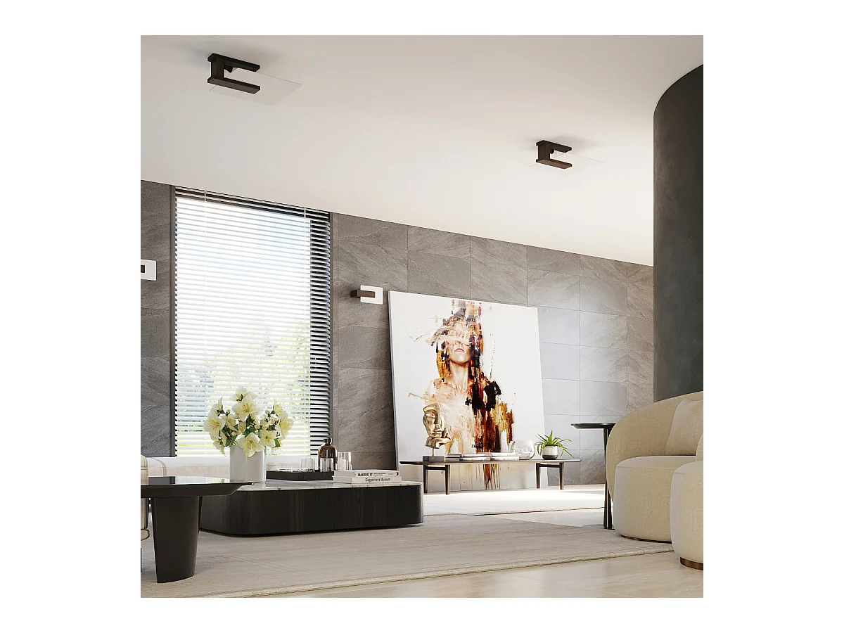 Plafony skandynawski Nappo, drewno/szkło - 2 źródło światła 3000K - L.40 x H.47.5 cm - wenge