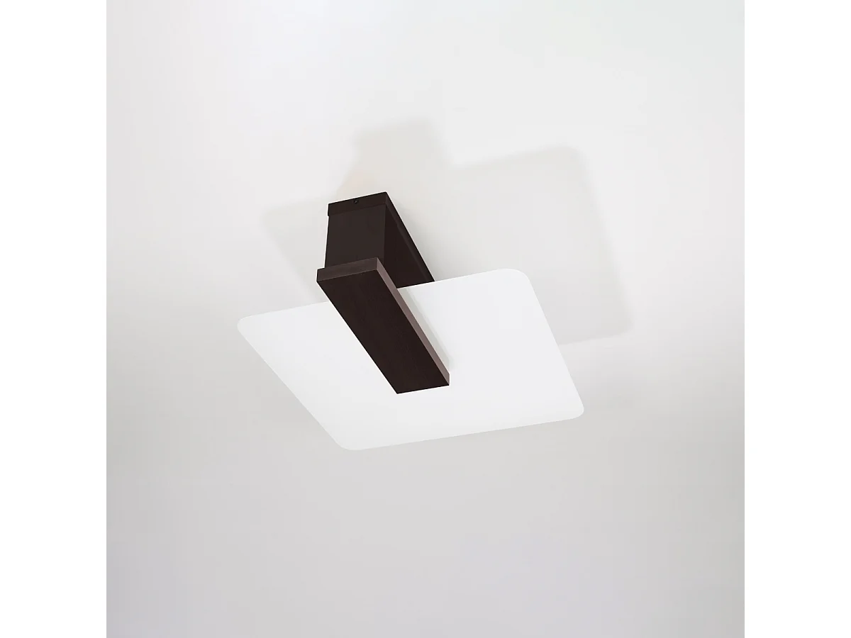 Plafonniers Nappo scandinave en bois/verre - 2 sources lumineuses 3000K - L.40 x H.47,5 cm - wengé