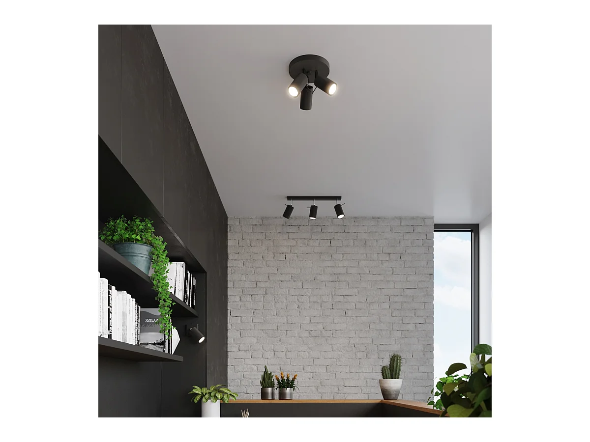 Plafony nowoczesny Briix, stal - 3 źródło światła 3000K - L.20 x H.18 cm - czarny